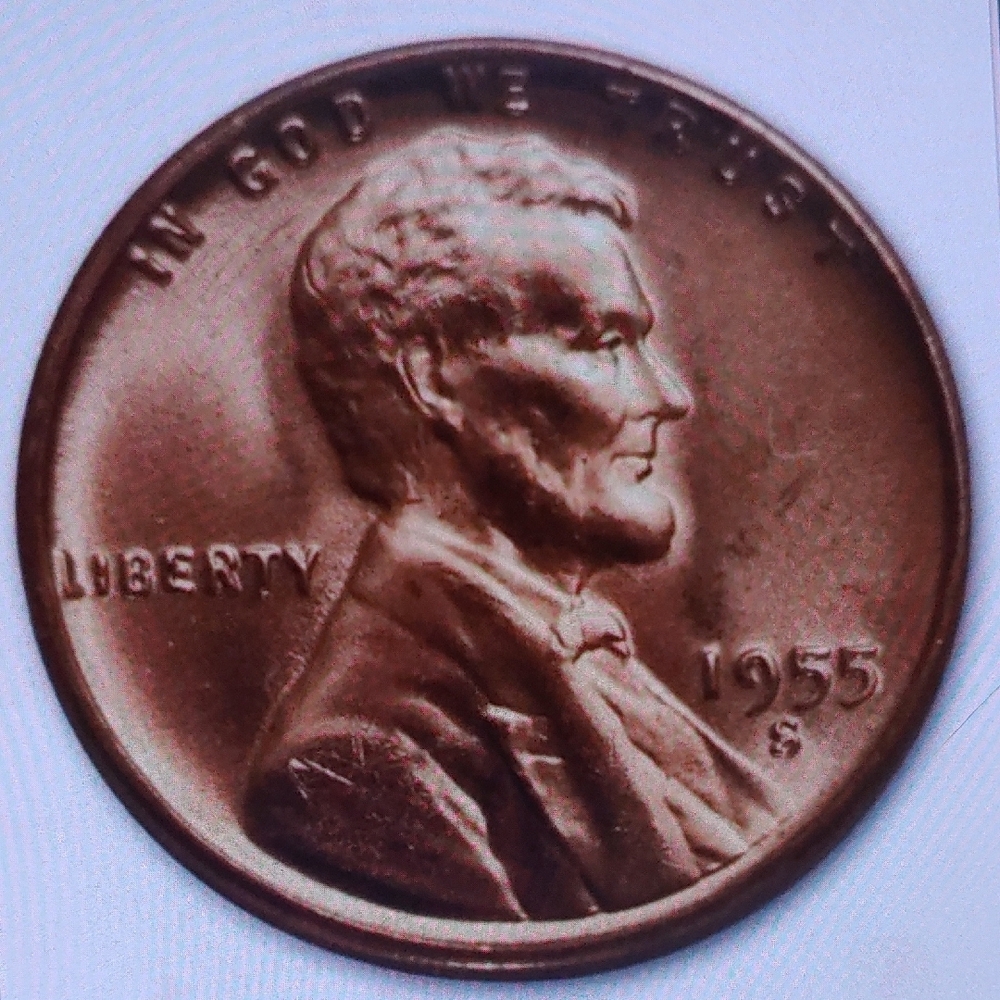 Uncirculated Genuine Lincoln Vintage 1955s  US Penny Coin.